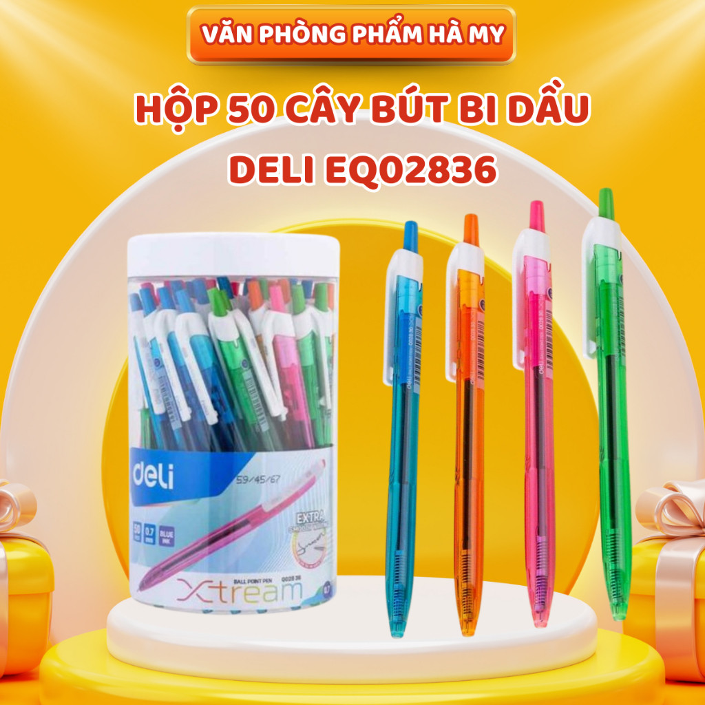 Combo 10/20/50 Deli XTREAM Press Tip Oil ปากกาลูกลื่น (หมึกสีน้ําเงิน) - 0.7mm - EQ02836
