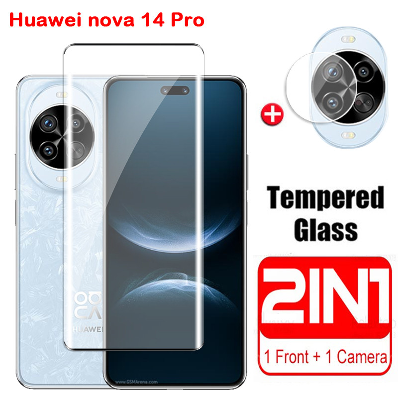 2in1 กระจกนิรภัยสําหรับ Huawei Nova 14 Pro 14Ultra 14i 4G 5G 2025 ขอบโค้งป้องกันหน้าจอสําหรับ nova14