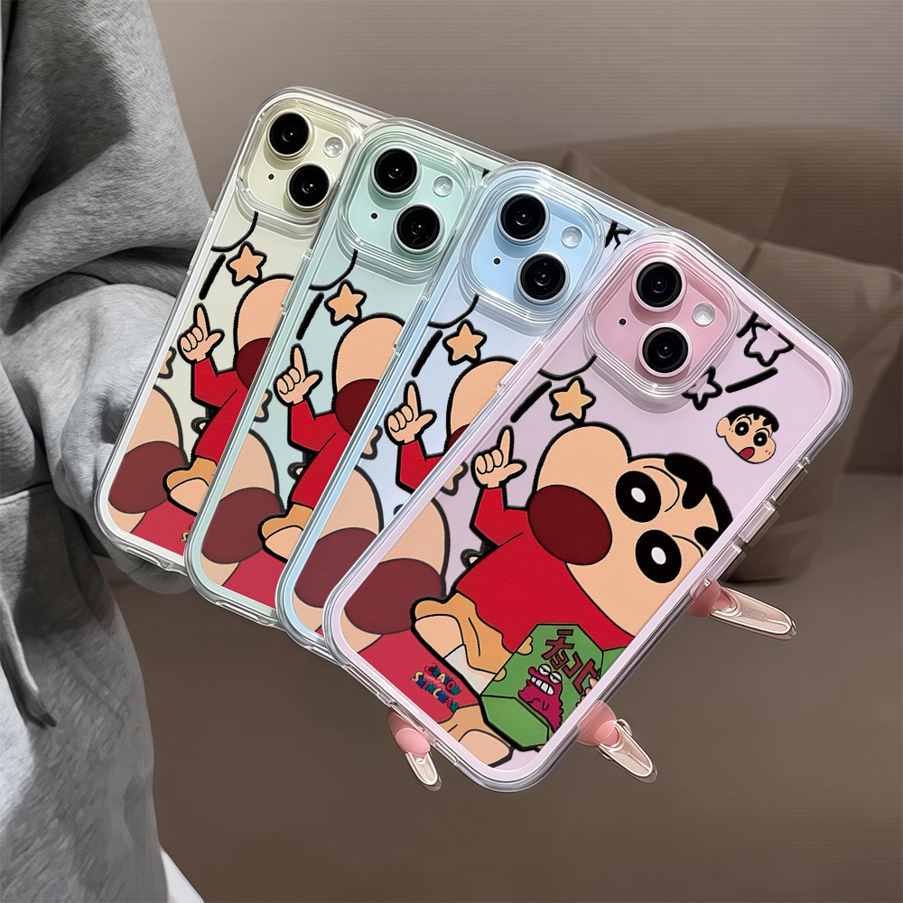 เคสไอโฟน13 ความหรูหราและแฟชั่น 2in1 เครยอนชินจังกำลังกินขนม For IPhone 17 16 15 14 13 12 11 Pro Max 