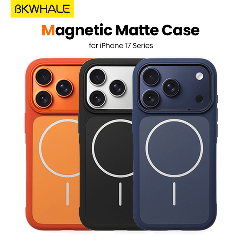BKWHALE Magnetic Matteกันกระแทกเคสโทรศัพท์สําหรับiPhone 17 Pro Maxขอบซิลิโคนอ่อนนุ่ม + Hrad PCปกหลังสําหรับiPhone 17Airพรีเมี่ยมกันกระแทกป้องกันปลอก