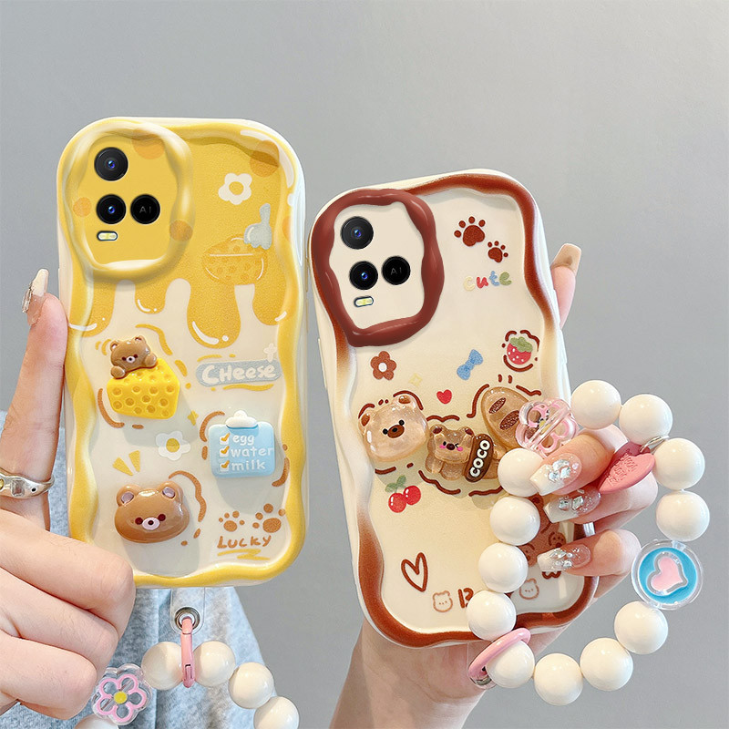 เคส For Vivo Y21 / Y21S / Y21T / Y33S / Y33T / T1X TPU เคสโทรศัพท์ตุ๊กตา 3D แบบครีมมีหลายรูปแบบ BBNYGZ.