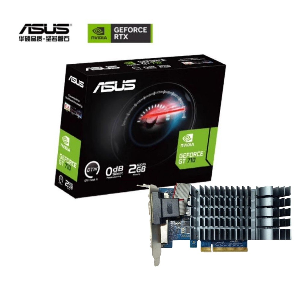 ใหม่ NVIDIA ASUS GT 710 2GB GDDR5 กราฟิกการ์ดสําหรับเล่นเกม/สํานักงาน 710-SL-2GD5-BRK-EVO Home ดู GP