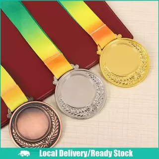 [จัดส่งในพื้นที่] เหรียญรางวัลเหรียญทอง/เงิน/บรอนซ์10ชิ้นพร้อมริบบิ้นคอรางวัลกีฬา5.2เซนติเมตรการแข่งขันรางวัลเหรียญพรสวรรค์แสดงพรรคการแข่งขัน