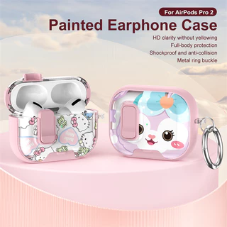 เคสภาพวาดการ์ตูนน่ารักสําหรับ AirPods4/4ANC Pro2 Pro3 ล็อคเคสแม่เหล็กพร้อมแหวน