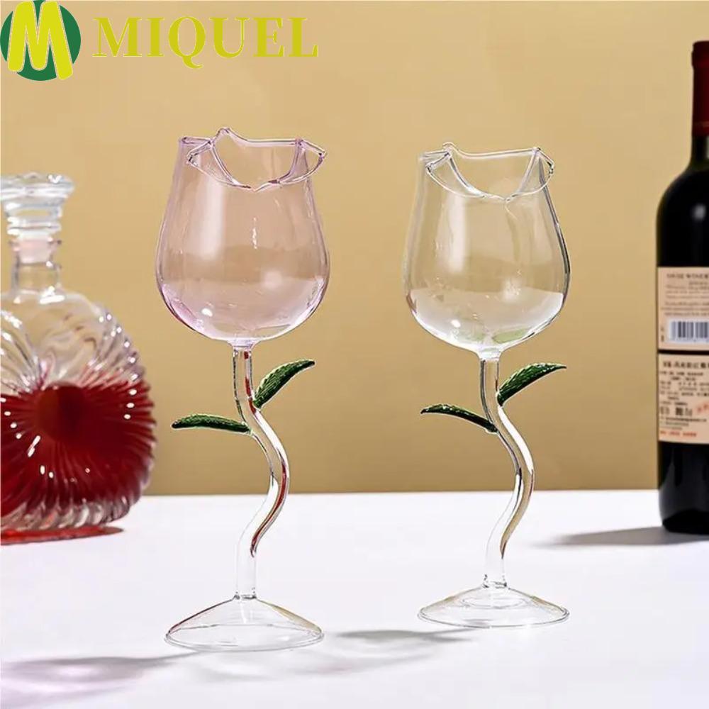 MIQUEL Rose Wine Goblet, ขอบถ้วยม้วนโปร่งใส Rose Wine Glassware Glassware 150/280ml แก้วค็อกเทลถ้วยบ