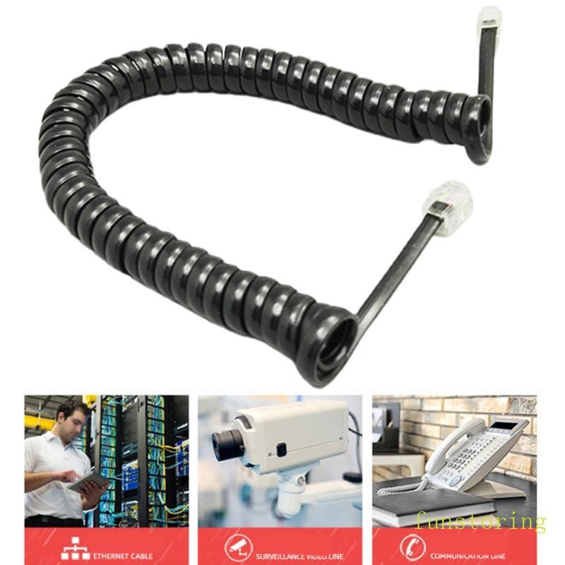 FUN RJ9 Coiled โทรศัพท์ลวด 6FT โทรศัพท์โค้งโทรศัพท์พื้นฐาน Handset Handle Line สาย 4P4C 6Ft 1 85 M