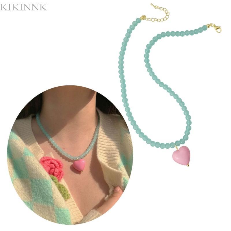 KIKIN สร้อยคอหัวใจจี้แฟชั่น Charm คอโซ่ Sweet Cool Girls Claviular Chain ปรับความยาวได้
