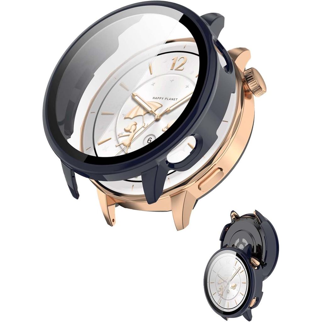 เคสสําหรับ OnePlus Watch 3 43mm, ฝาครอบป้องกันนาฬิกาอัจฉริยะ,ฟิล์มกระจกนิรภัย 9H ในตัว,พีซีแข็ง,ติดต