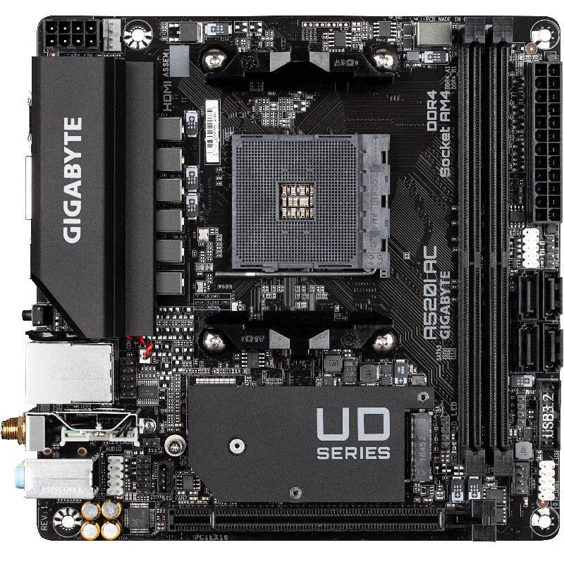 [คลังสินค้าพร้อม] เมนบอร์ด Gigabyte A520I AC Mini ITX รองรับ CPU 5600G/3600 (AMD A520/Socket AM4)
