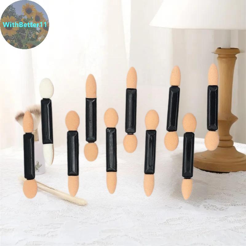 Better 100/200PCS ทิ้ง Dual Sides Eye Shadow ฟองน้ํา Applicators คอนเทนเนอร์อายแชโดว์แปรงแต่งหน้า Applicator TH