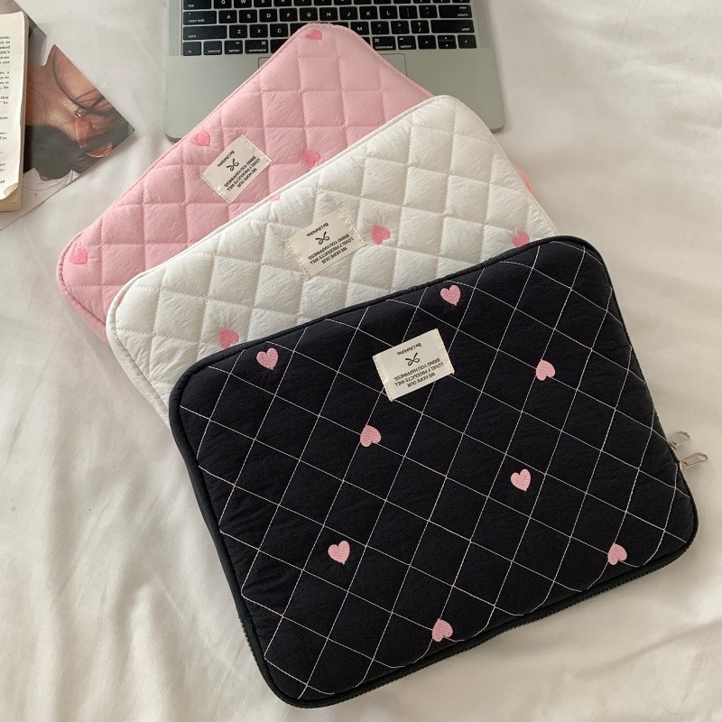 กระเป๋ากันน้ำ กันกระแทกสำหรับแล็ปท็อป ขนาด 10-15.6 นิ้ว ดีไซน์ Love Quilted Cotton