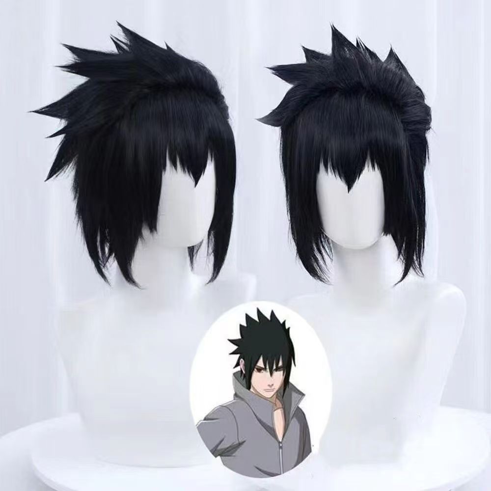 Naruto Sasuke Uchiha Cos Wig Chong Tian Version Hair Top Rose Net Matte High-Temperature Fiber Poc6