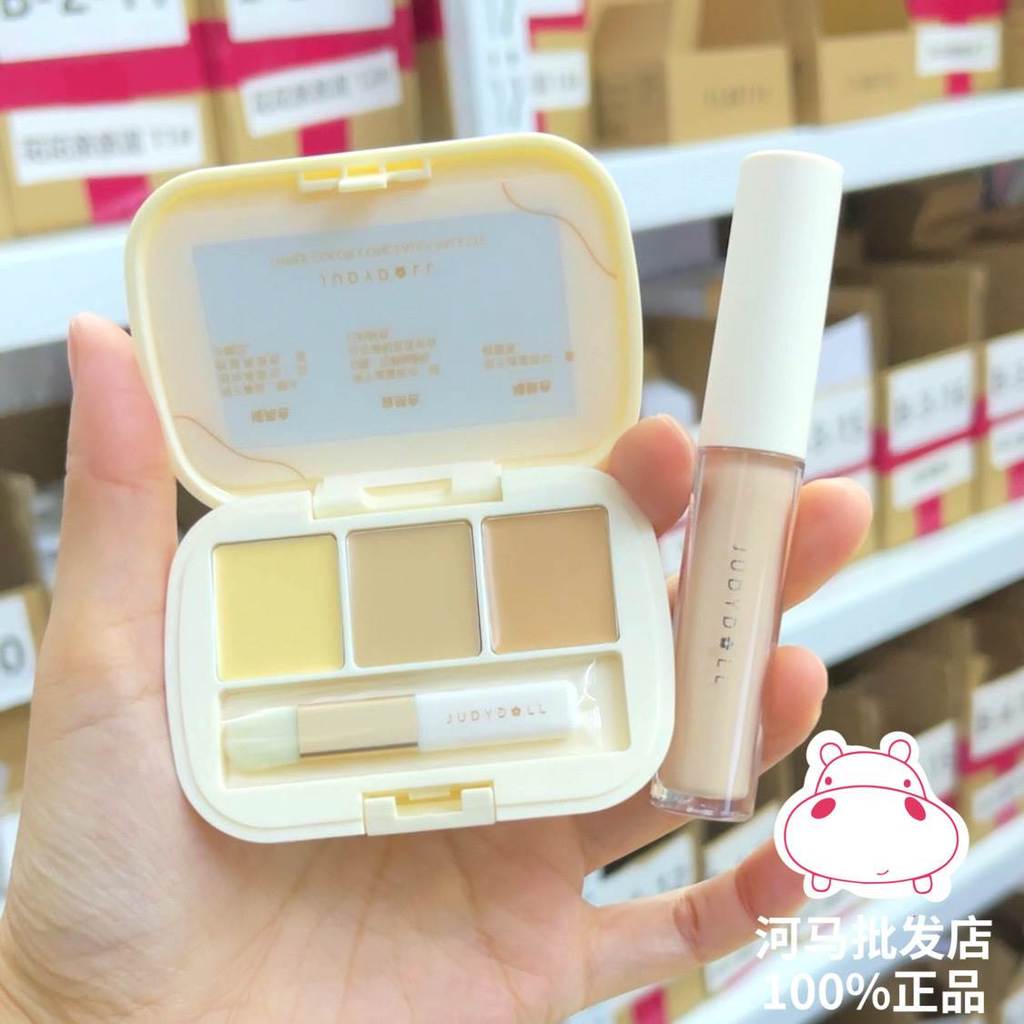 คอนซีลเลอร์ concealer Judydoll Judydoll Tricolor CONCEALER Palette Enzyme Color Cover Cream Acne Mar