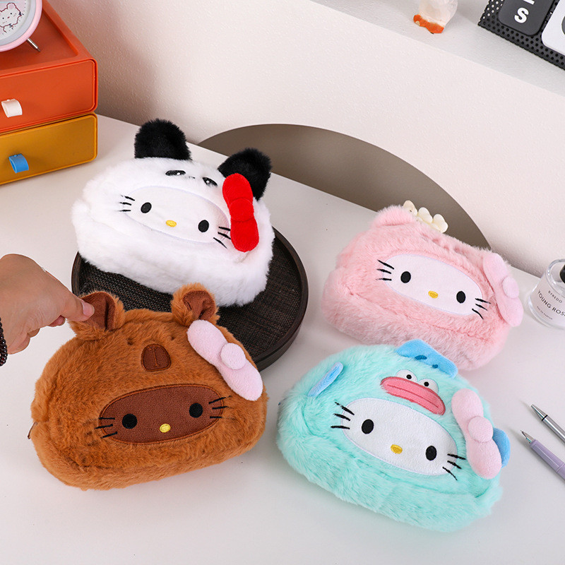 Plus Plush Cross-Dressingกล่องดินสอลูกแมวInsสไตล์ขนาดใหญ่-ความจุเครื่องเขียนจัดเก็บนักเรียนHigh-Appearanceน่ารักP