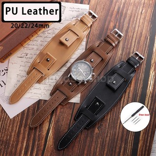20 มม.22 มม.24 มม.Retro PU หนังนาฬิกาถาด Bund เปลี่ยนสายนาฬิกาสําหรับ Fossil CH2564 CH2565 CH2891 CH3051 FS4813 ME3102 AM4535 AM4436 AM4532 นาฬิกาสร้อยข้อมือ