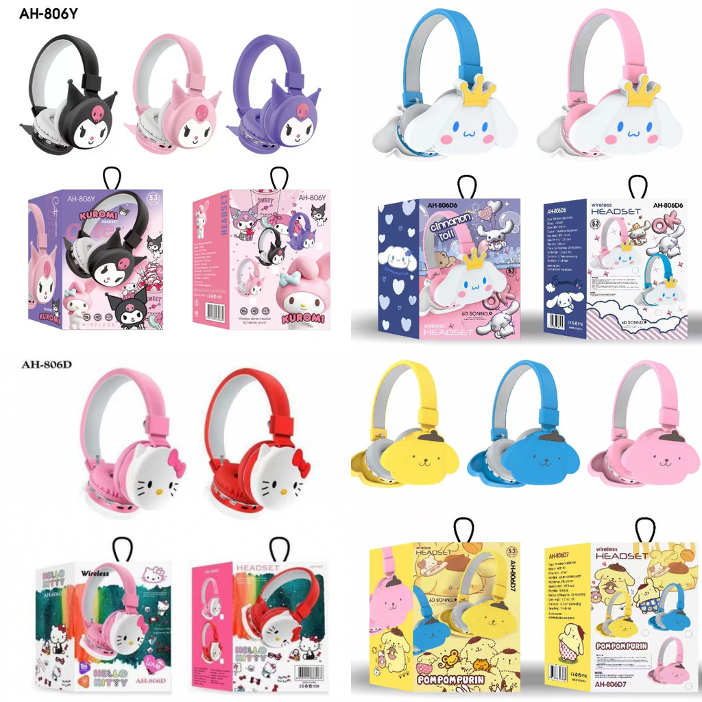 Kuromi Headphone Headworn Cartoon KT Cat Kuromi Bluetooth Earphones Mobile Computer Music Stereo Earphones