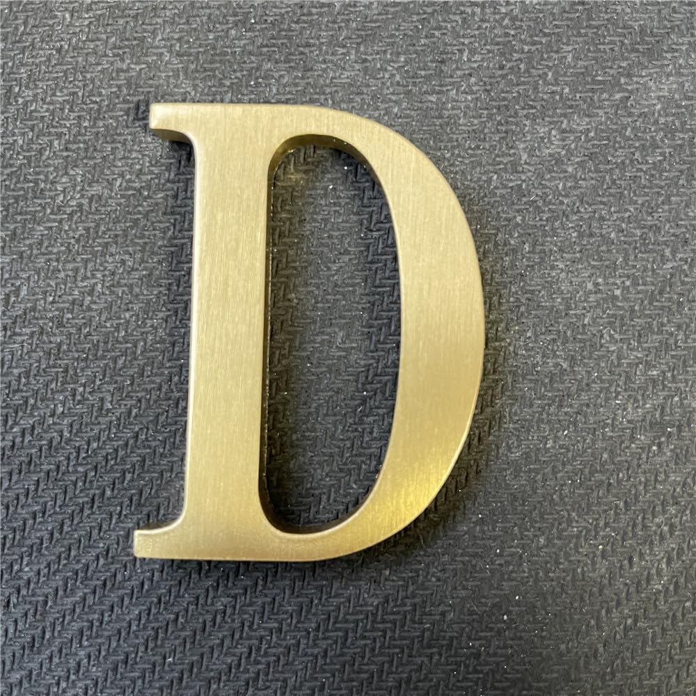 2.6Inch Soild Brass Sticker English Letters, Metal Alphabet Letters Ornament, Wall Self Adhesive Let
