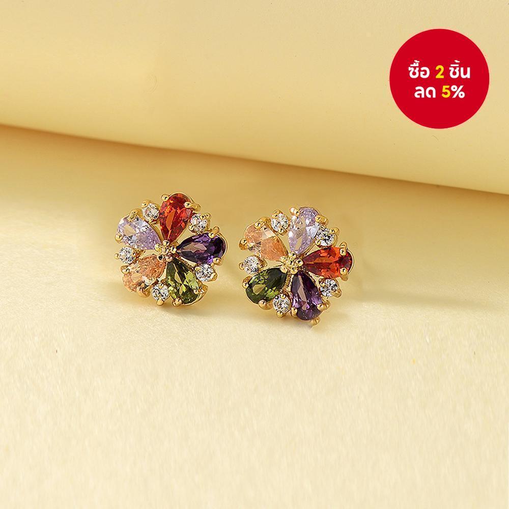 เครื่องประดับ ต่างหูเพทาย ลายดอกไม้ สวยหรู สไตล์เรโทร สําหรับผู้หญิง 2 ชิ้น