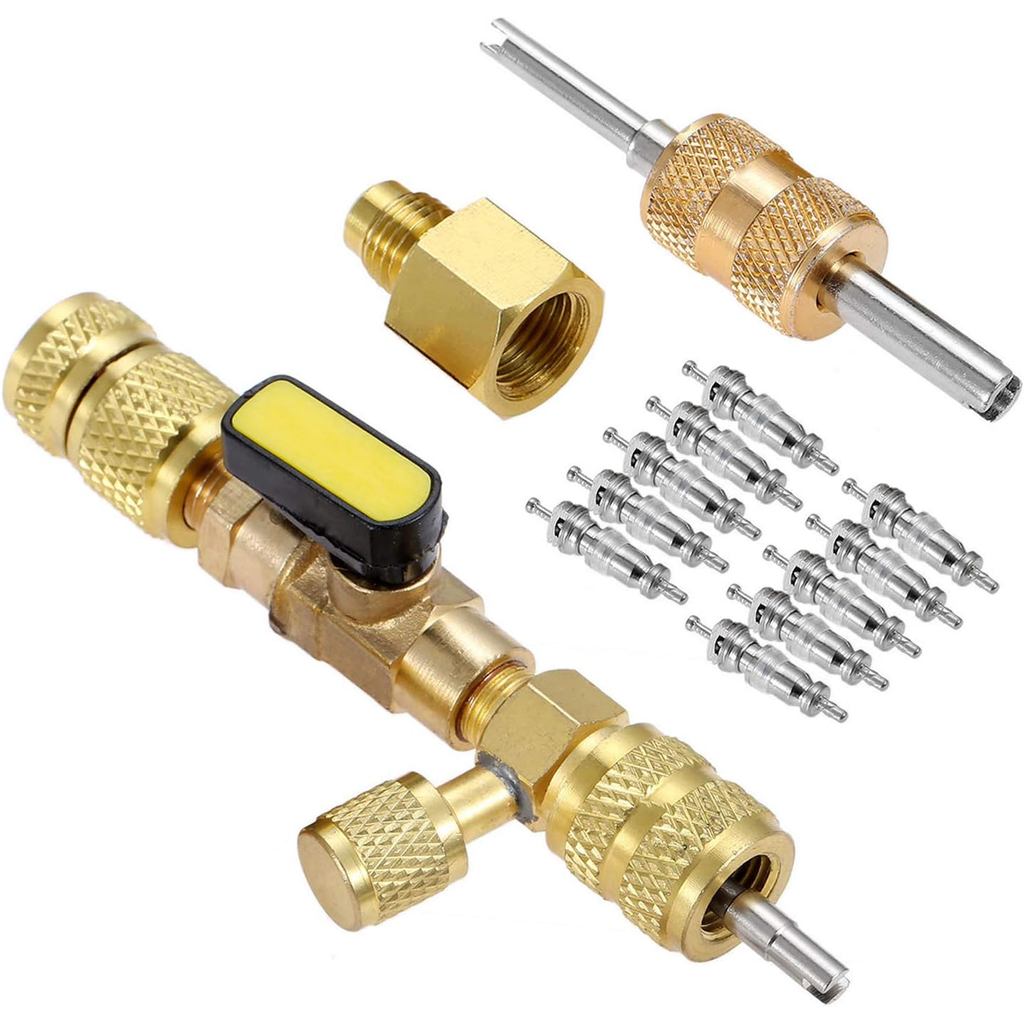 R410A R22 Valve Core Remover Installer Tool with Dual Size SAE 1/4 & 5/16 Port, for R410 R32 R22 R12