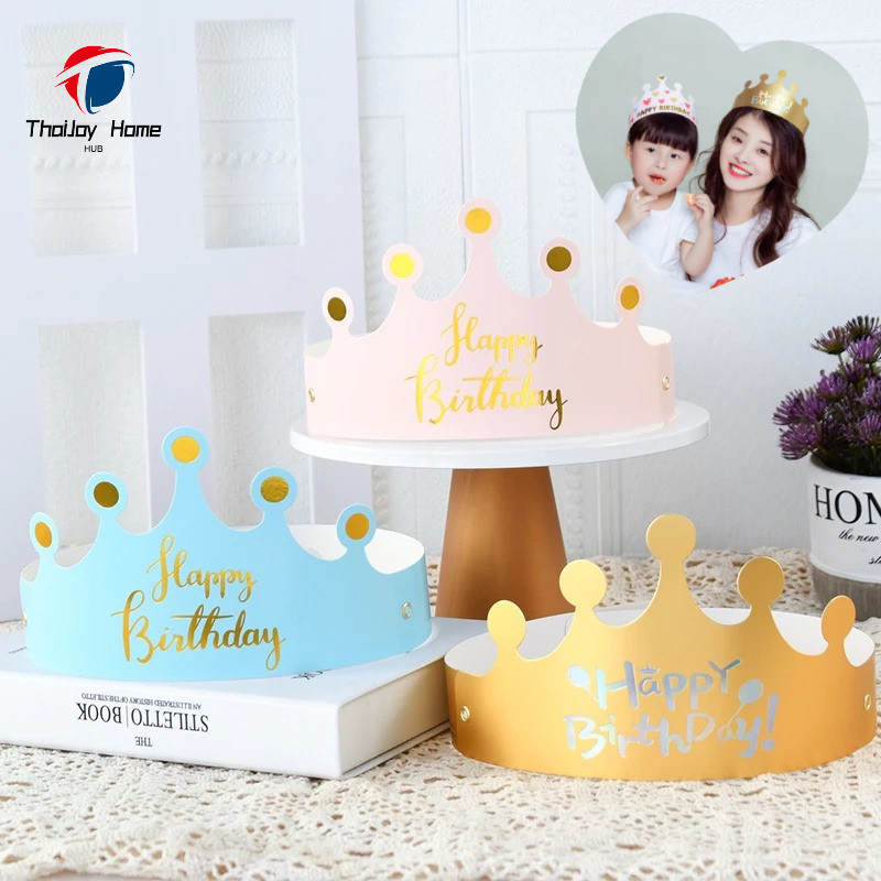 ThaiJOY เครื่องประดับเค้กวันเกิด-หมวกวันเกิดมงกุฎสําหรับงานปาร์ตี้และวันเกิด