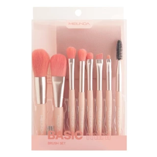 MEILINDA Basic Mini Brush Set เมลินดา ชุดแปรงแต่งหน้า แบบพกพา 8 ชิ้น พร้อมซองเก็บ ใช้ง่าย ( คละสี )