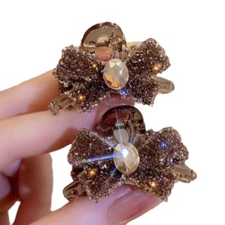 ประณีตด้านหักกิ๊บกิ๊บ พลอยเทียม โบว์คว้าคลิปกิ๊บติดผม