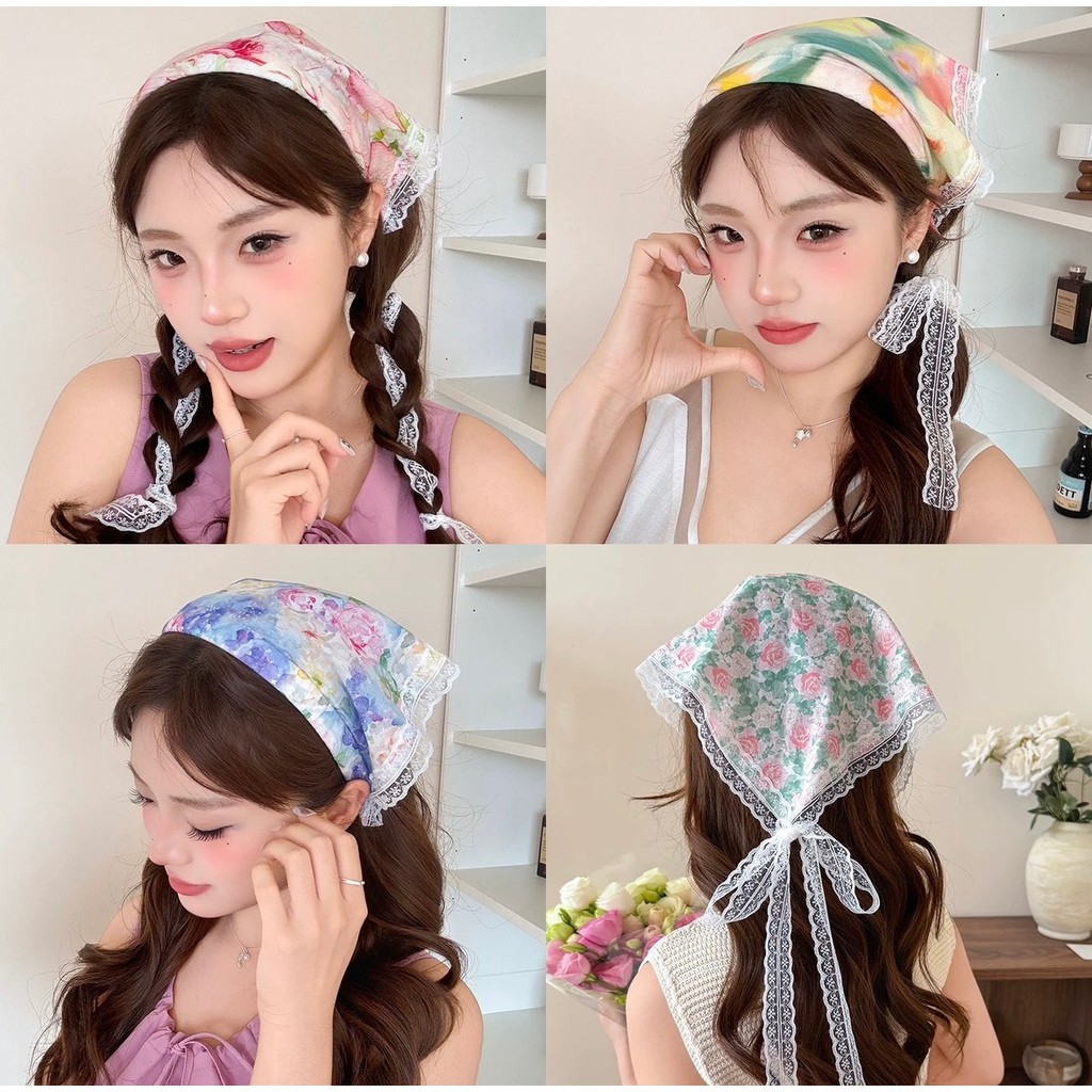 ที่คาดผม ผ้าผูกผมโบว์สามเหลี่ยม มีสาย แฟชั่นมาใหม่