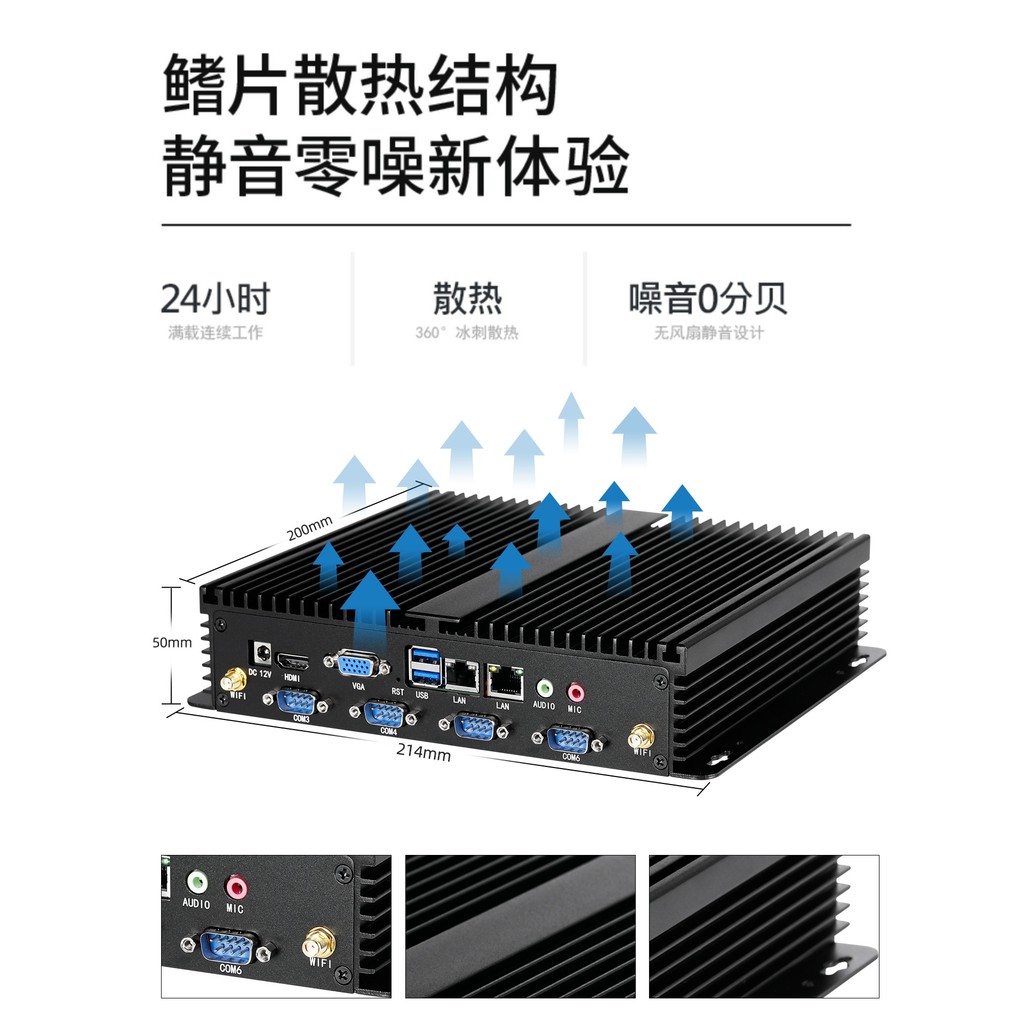 โฮสต์ควบคุมอุตสาหกรรม 11th Generation i3i57 พอร์ต Multi-Serial ขนาดเล็ก Dual Net ฝัง 24V การใช้พลังง