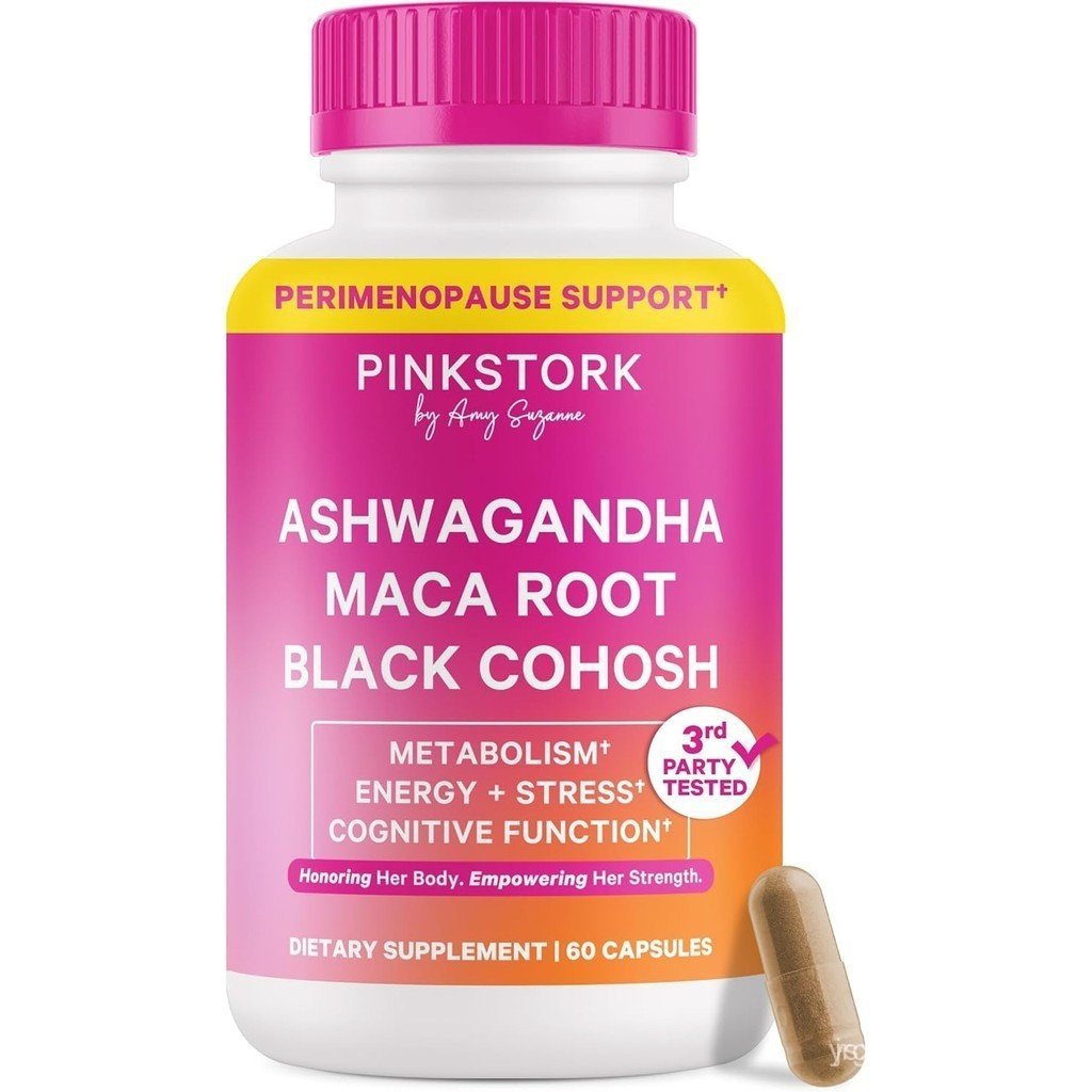 Pink Stork Perimenopause Support for Women – Ashwagandha, Maca Root, Black Cohosh + Dong Quai, Chast