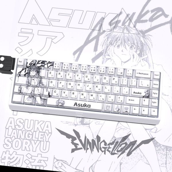 keycap sa keycap EVA Asuka Theme Keycap สองมิติแกะสลักด้านข้างโปร่งแสงส่วนบุคคลที่กําหนดเองระเหิดคีย