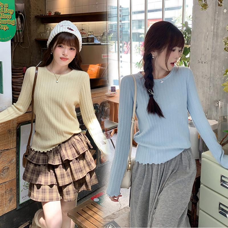 C&T#เสื้อสเวตเตอร์คอกลมสีขาวสำหรับผู้หญิง เสื้อสเวตเตอร์ฤดูใบไม้ร่วงและฤดูหนาว เสื้อสเวตเตอร์แบบสวมหัว#88017