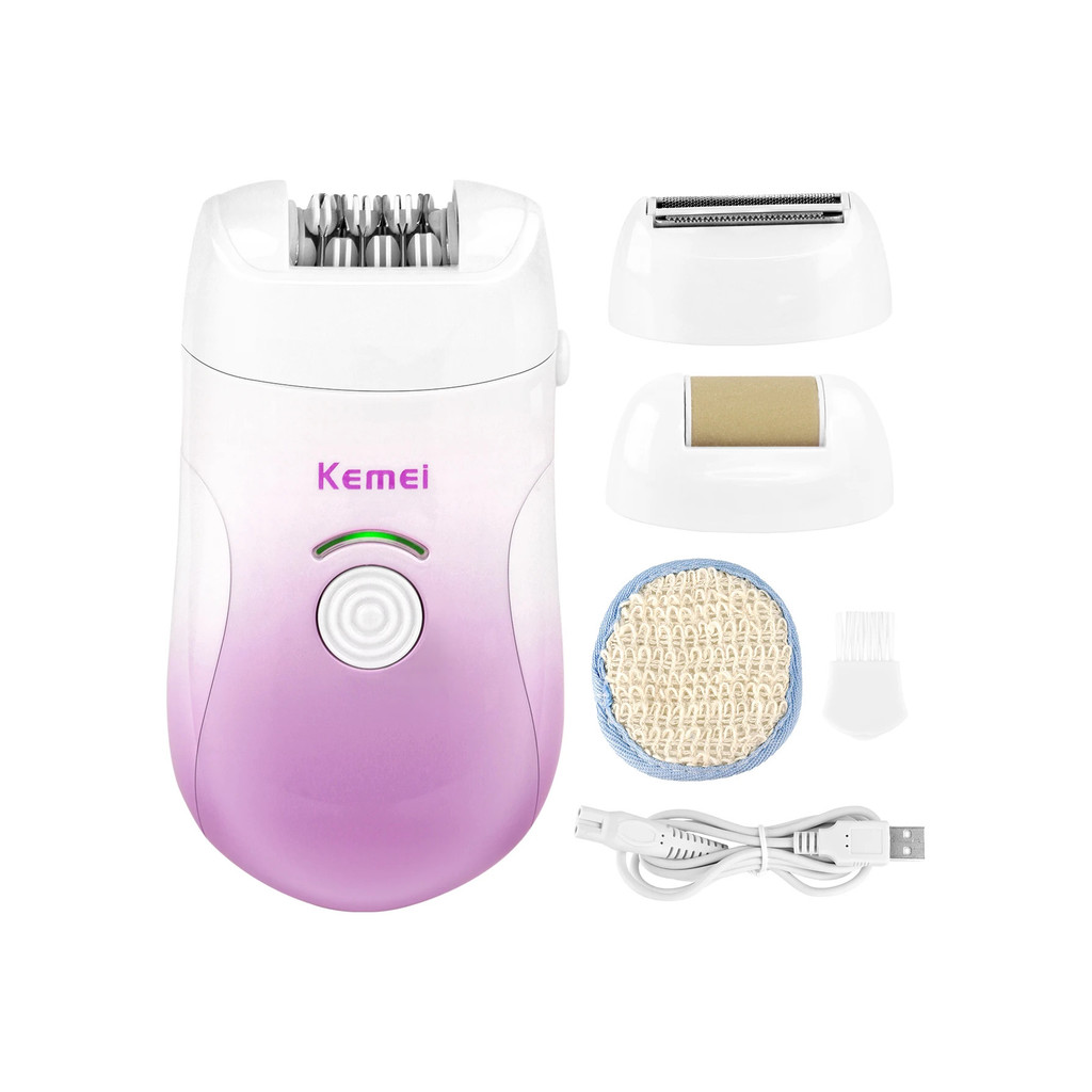 KEMEI เครื่องกําจัดขนแบบพกพาแบบชาร์จไฟได้อุปกรณ์กําจัดขนไฟฟ้าสําหรับผู้หญิงเปียกและแห้งสตรีเครื่องโก