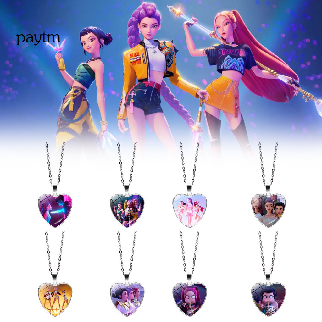 PTM เกาหลี Pop อะนิเมะสร้อยคอ Hypoallergenic สร้อยคอเกาหลี Pop Hunters อะนิเมะสร้อยคอน่ารักจี้หัวใจ 