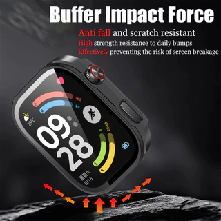 กรณีแก้วนิรภัย for Redmi Watch 6 5 4 for Smartwatch Redmi Watch 6 5 4 กรณีป้องกันหน้าจอ PC แข็งทั้งหมดรอบด้วยฝาครอบฟิล์ม