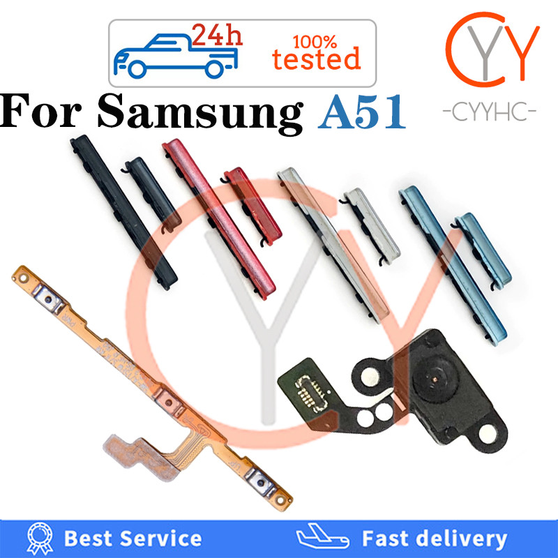 สําหรับ Samsung Galaxy A51 A515 ปุ่มบ้านด้านหลังเครื่องสแกนลายนิ้วมือเซ็นเซอร์กลับปุ่มปรับระดับเสียงสวิตช์ไฟเปิดปุ่ม Flex Cable