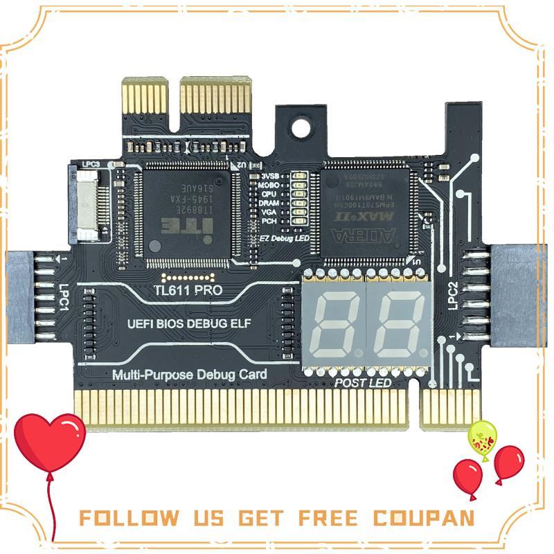 การ์ดวินิจฉัย TL611 PRO, การ์ดวินิจฉัย Pcie สําหรับเมนบอร์ด Pci เดสก์ท็อปและแล็ปท็อป (สีดํา) qingyid