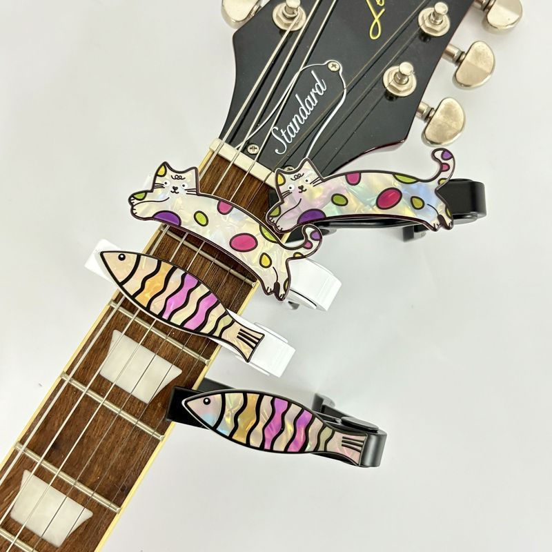 ลูกแมวปลากีต้าร์โปร่ง Capo กีต้าร์โปร่งไฟฟ้า Ukulele Capo Tuner Metal Capo 1205