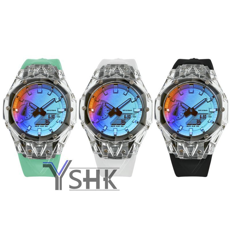 ชุดอะไหล่ปรับแต่ง Casio GA-2100/2110 (นาร์ฟฟาร์ม) โครงเคลื่อนรอยสัก /ธารน้ำแข็ง/โปร่งใส + สายกาว คุณ