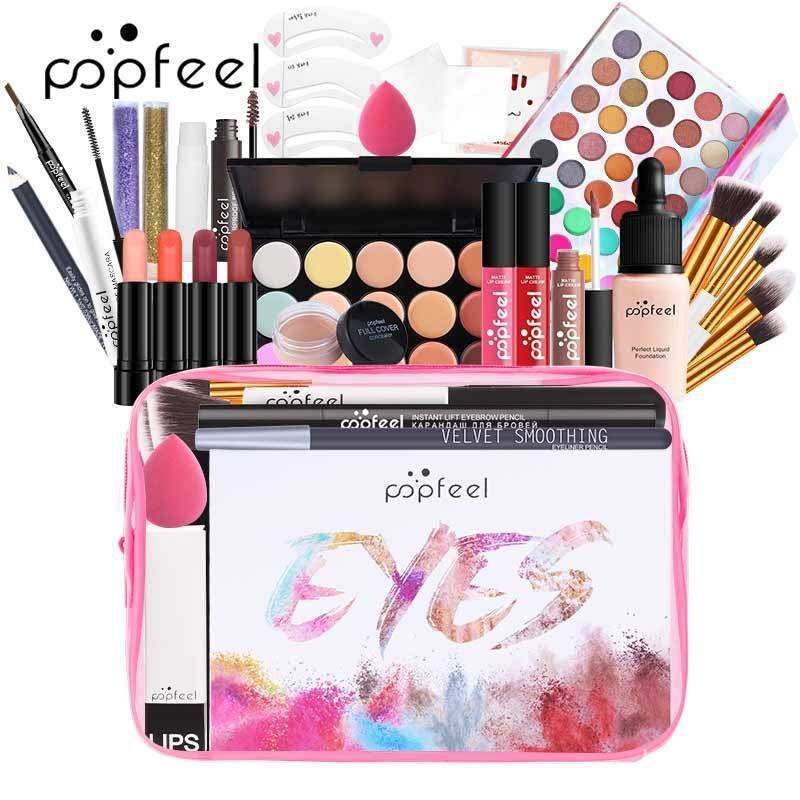 ลิปสติก 40 ลิปกลอสแต่งหน้า POPFEEL ดินสอเขียนคิ้วคอนซีลเลอร์ Face KIT005C ชุดอายแชโดว์สีเริ่มต้น KU1