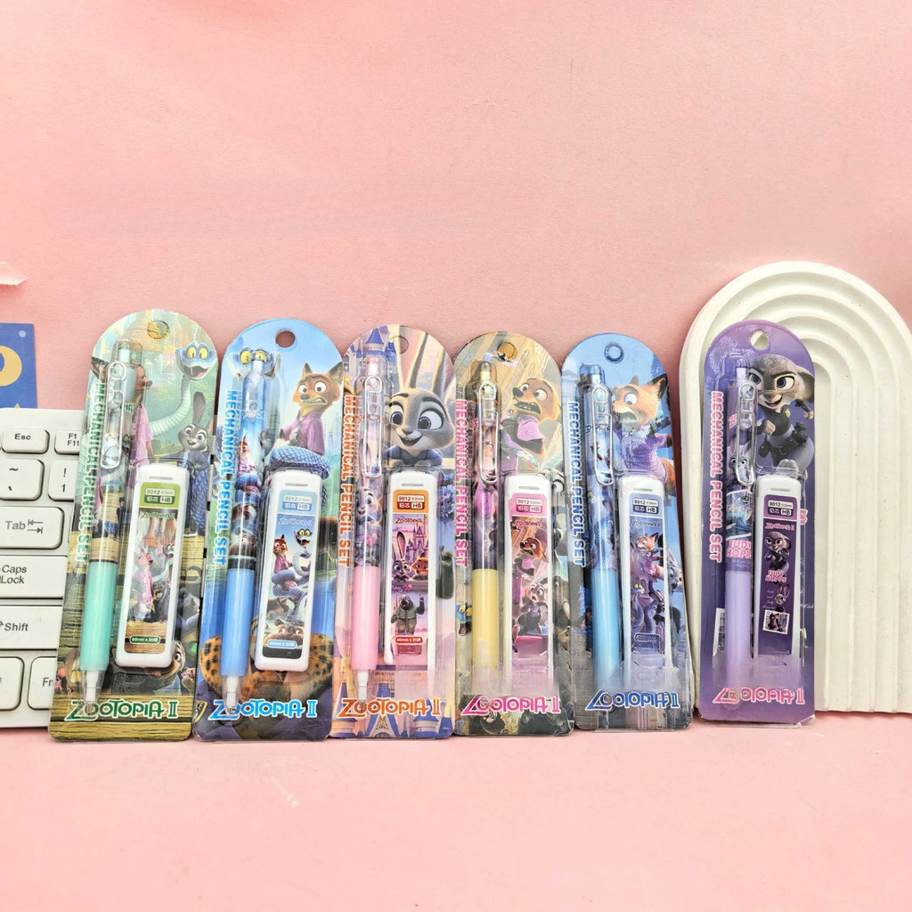 1SET ใหม่ Zootopia 2 ชุดดินสออัตโนมัติน่ารักเครื่องเขียนนักเรียนดินสออัตโนมัติ + ไส้ดินสอ - รูปที่ 2