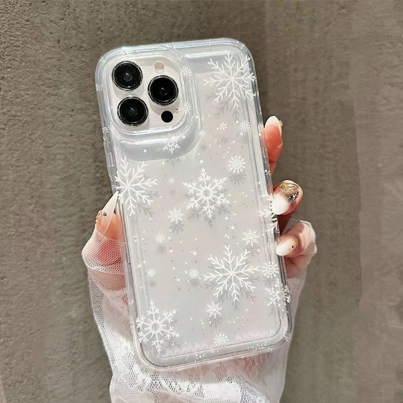 SAMSUNG สําหรับSamsung S24 S25 S23 Ultra S22 Plus S21 S20 FE A15 A54 A55 A35 A53 ฤดูหนาวSnowy Clear Air Cushionคริสต์มาสกันกระแทกซิลิโคนนุ่มฝาครอบ