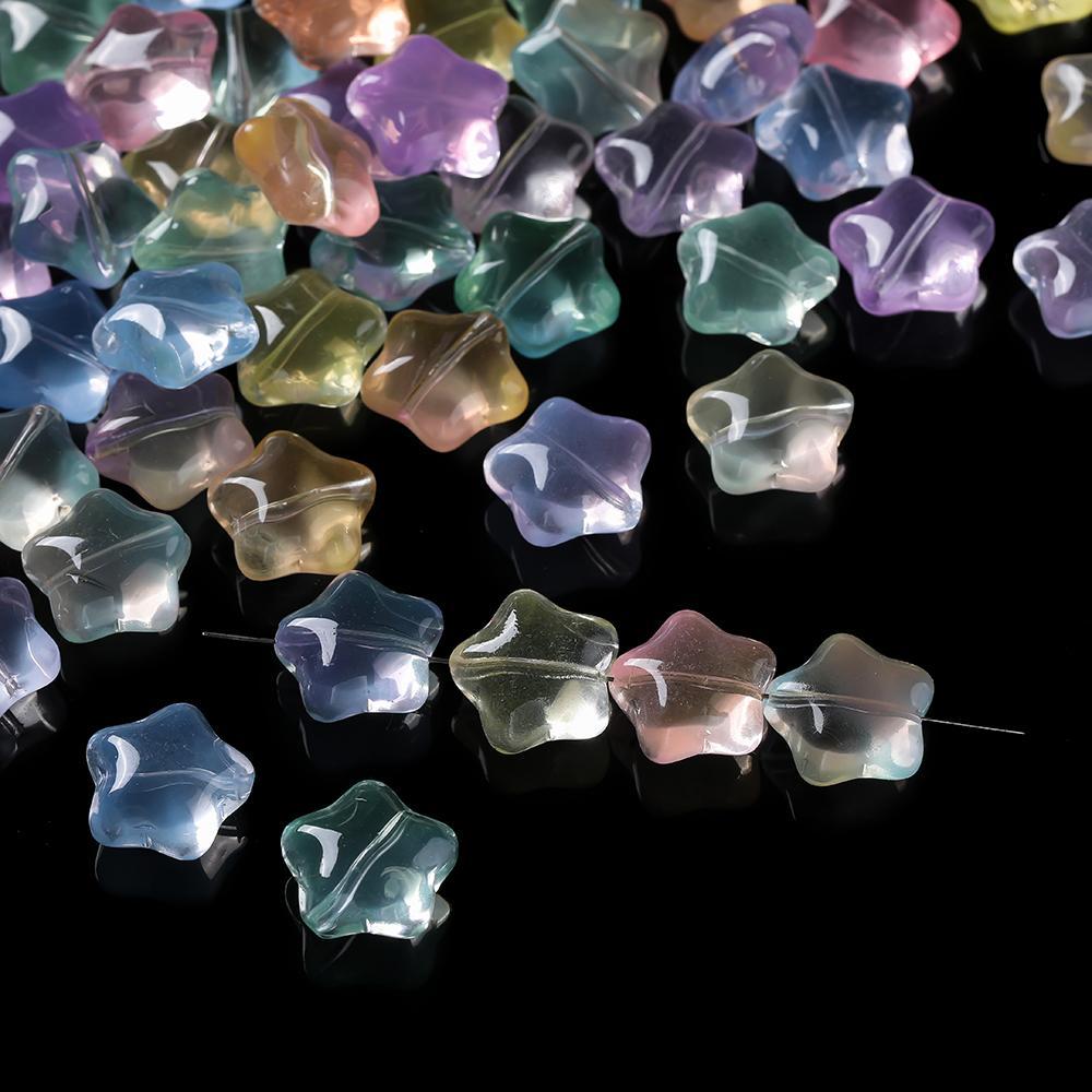 St.kunkka ลูกปัดแก้วห้าแฉก15X16มม. 10ชิ้น/ถุงลูกปัดหลากสีใสสำหรับการทำเครื่องประดับอัญมณีสร้อยคอ DIY สร้อยข้อมือ - รูปที่ 5