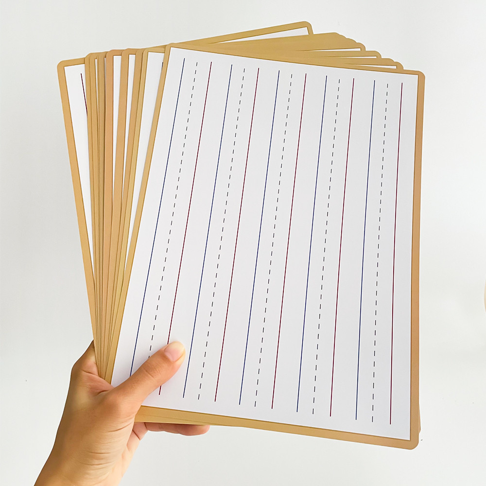 10 ชิ้นไวท์บอร์ดภาษาอังกฤษสองด้านสําหรับเด็ก Homeschool Erasable Handwriting Number ตัวอักษรคําศัพท์ฝึกแผนภูมิ - รูปที่ 4