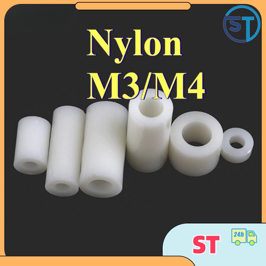 คอลัมน์แยก ABS สีขาว, คอลัมน์แยกฉนวน, คอลัมน์แผ่นพลาสติก 3mm4mm ผ่านคอลัมน์ปลอกไนลอน [ST-MB]