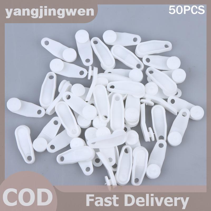YANGWEN 50 ชิ้นพลาสติกคลิปติดตามผ้าม่านใช้งานง่ายผ้าม่านสีขาวตะขอรางผ้าม่านห้องนอน