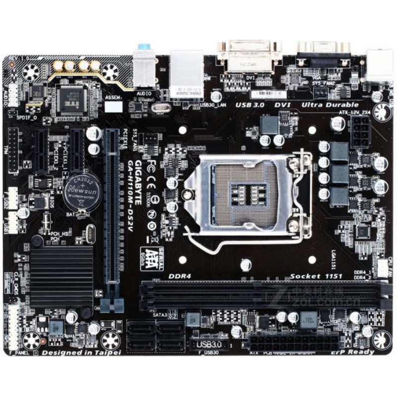 ใหม่ร้อน 1151-Pin Gigabyte GA-H110M-DS2V แบบบูรณาการเมนบอร์ด H110 VGA DVI USB3 DDR4