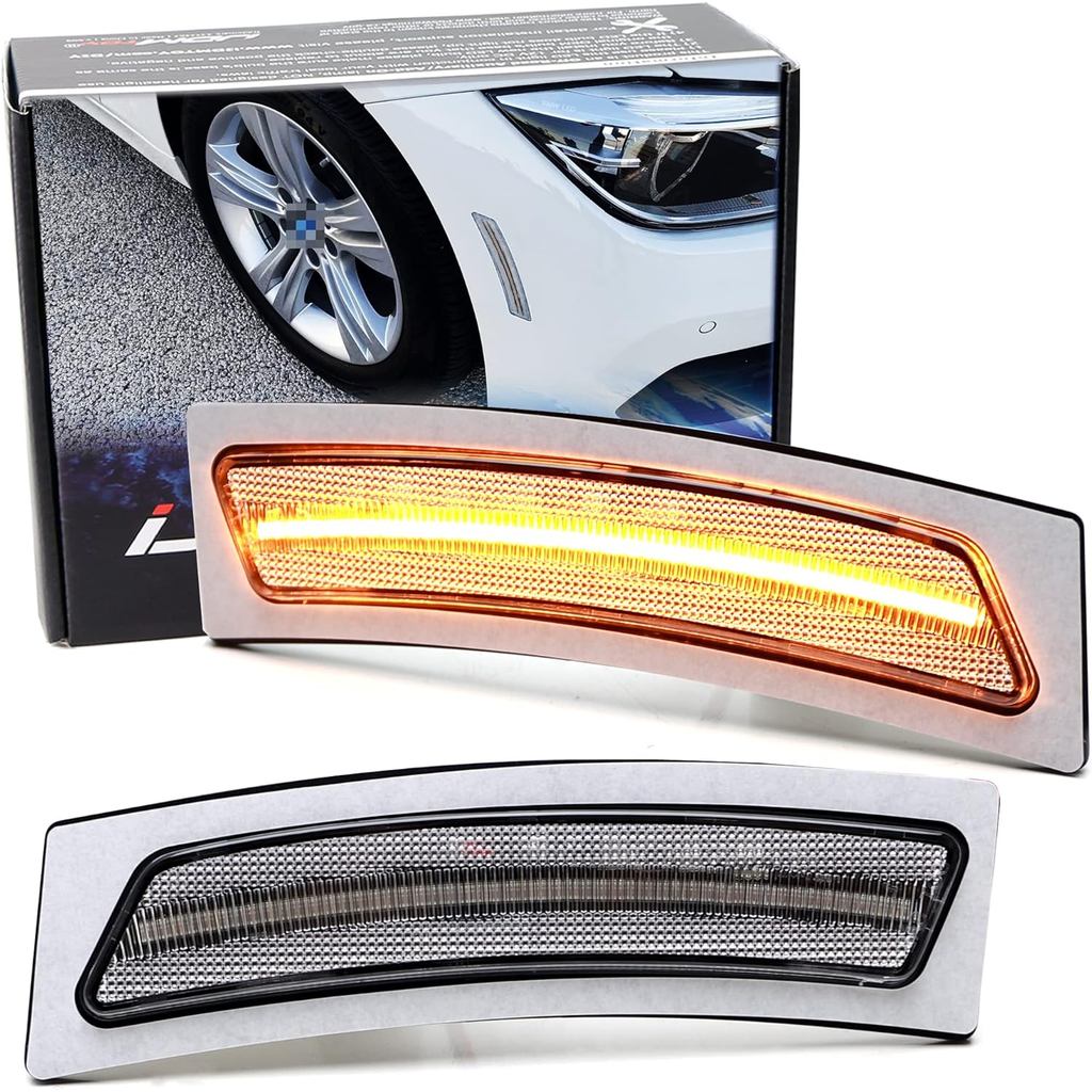 IJDMTOY เลนส์ใส Amber Full LED กันชนหน้า Reflector เปลี่ยนด้านข้าง Marker Light Kit ใช้งานร่วมกับ BM