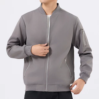 M-5XL เสื้อแจ็คเก็ตบอมเบอร์สไตล์อเมริกันสำหรับใส่ทำงาน เสื้อโค้ทคอเบสบอลสำหรับผู้ชาย เสื้อแจ็คเก็ตสำหรับผู้ชาย