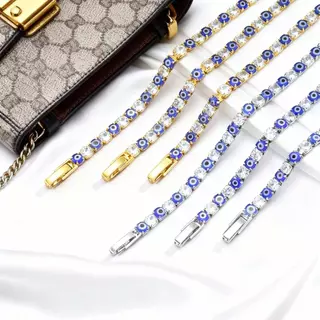 Vnox Evil Eye Zircon Tennis Bracelet for Women Men Amulet Protection Good Luck Minimalist Chain link