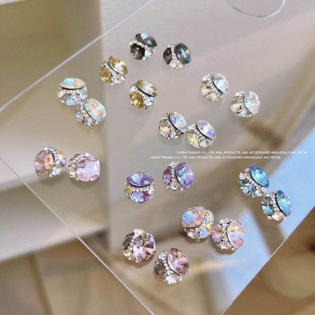 Super Flash Multi-Faceted Fat Square Compound Diamond อุปกรณ์ทําเล็บกระพริบไขมัน Square Diamond Ball
